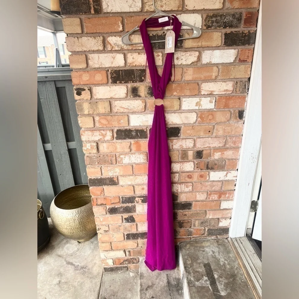 NWT Meshki Sierra Strapless Shimmer Dress XL Violet Shimmer